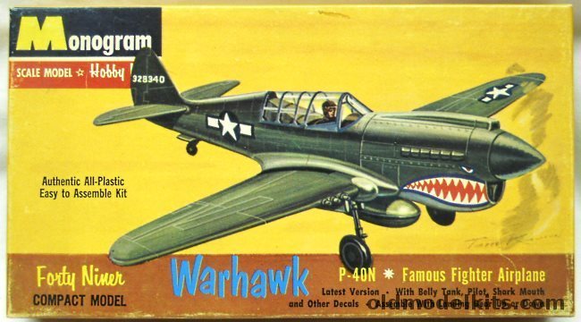 Monogram 1/64 Warhawk P-40N Fighter -  Four Star Issue, P402-49 plastic model kit